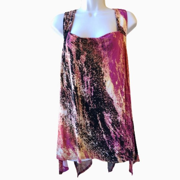 Rock & Republic Sleeveless Tunic Top Asymmetrical Hem Multi-colored - Picture 4 of 9